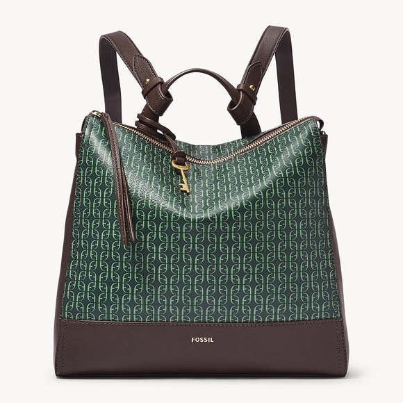 Fossil Handbags - FOSSIL Elina Convertible Designer Small Backpack Hunter Green